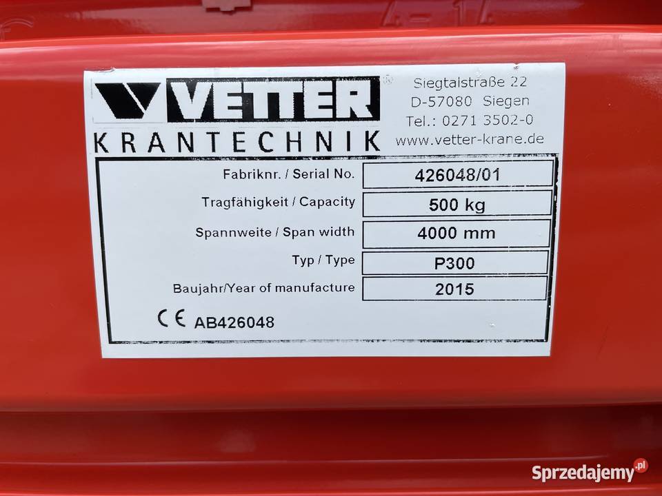 Wciągnik 500 VETTERBELKA suwnica wciągarka demag małopolskie Olkusz