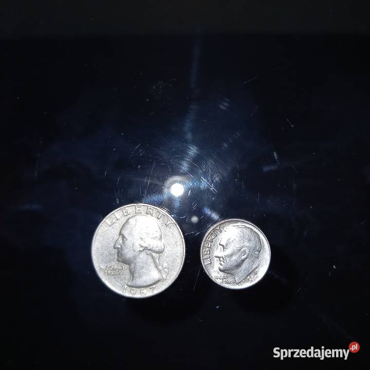 USA Quarter dollar 1967 one dime 1980 USA Numizmatyka Zemborzyce Podleśne