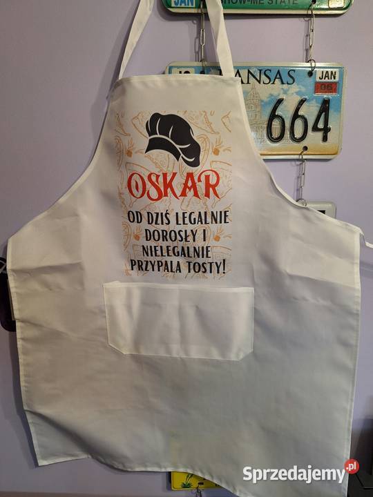 Fartuch kuchenny z własnym zdjęciem napisem logo Warszawa