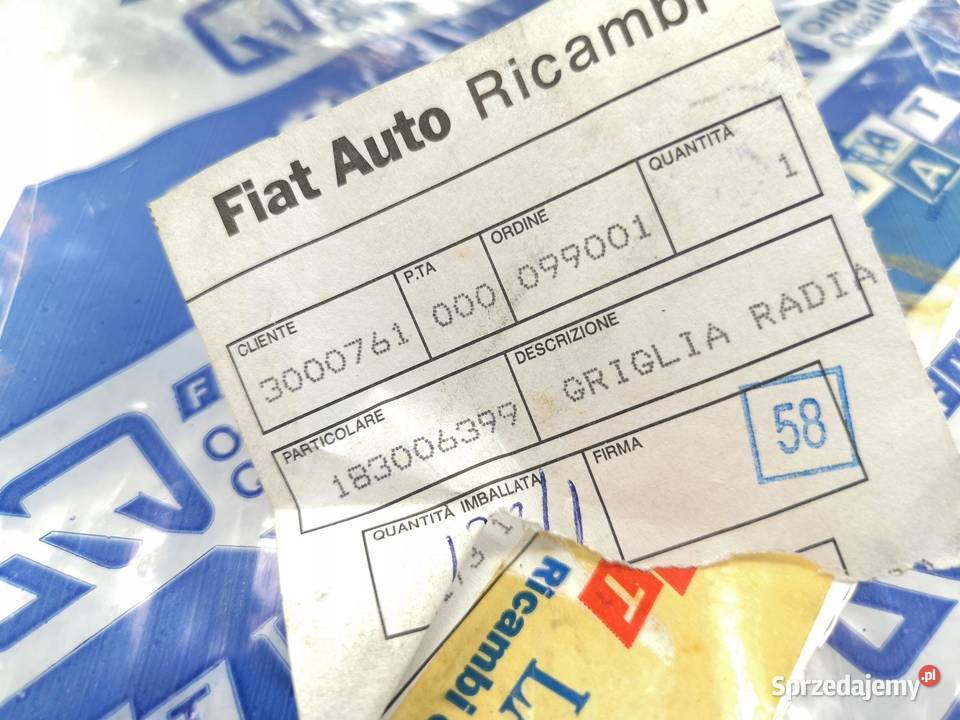 GRILL ATRAPA CHŁODNICY FIAT TEMPRA 8993 ORYGINAŁ Atrapy