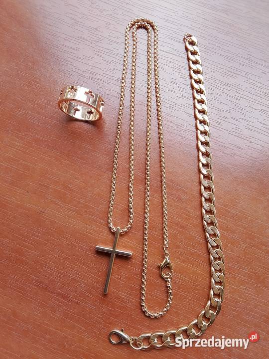 Łańcuszek bransoletka krzyżyk obrączka