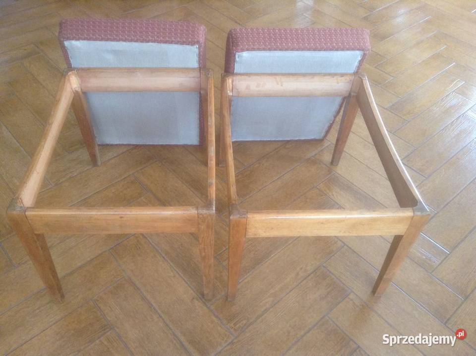 Zestaw 2 drewnianych taboretów tapicerowanych Opole