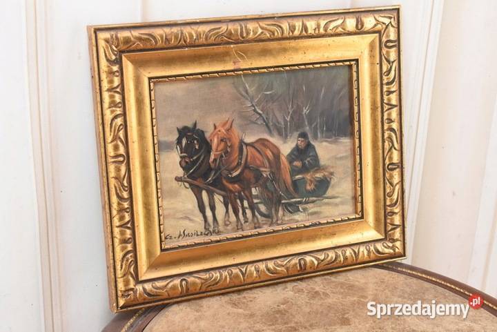 Cz Wasilewski Zimowa Scena Wyprawa Na Targ Obraz