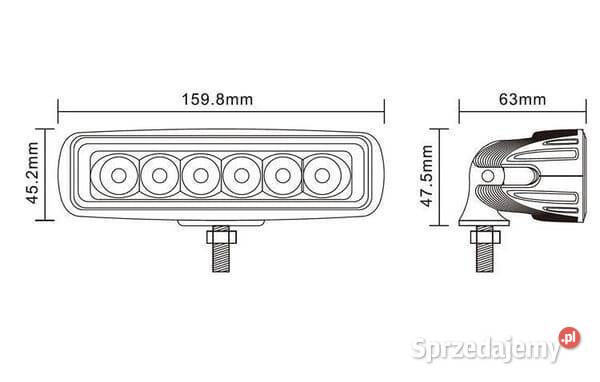 Lampa robocza LED prostokątna 18W 1620lm biała małopolskie Kamionna sprzedam