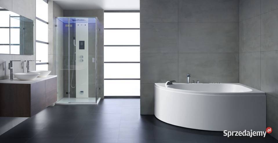 Wanna z hydromasażem narożna AWT bateria led Środa Wielkopolska