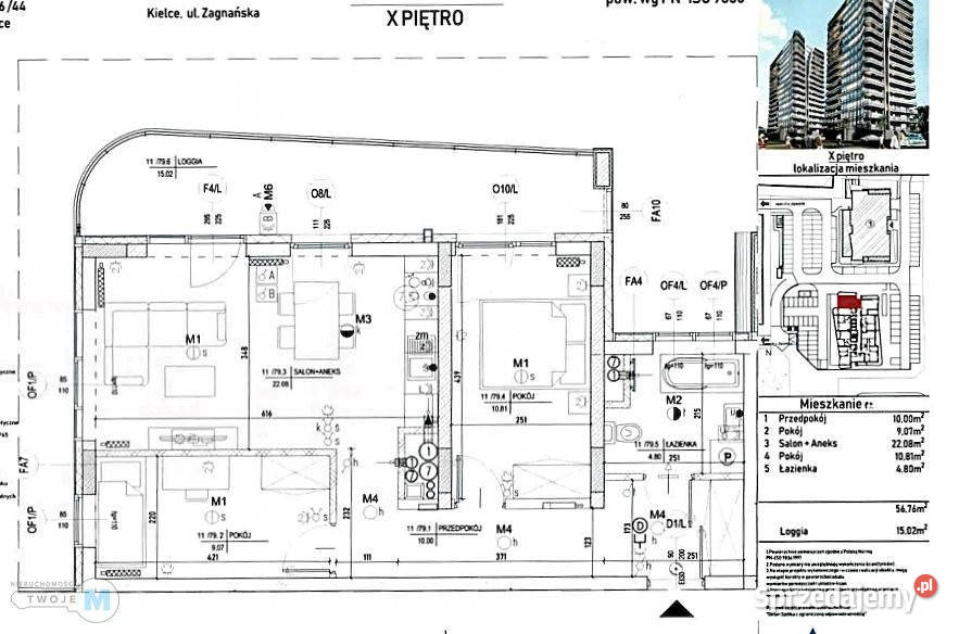 Mieszkanie Kielce 5676m2 3 pokoje 11257zł/m2 Sprzedaż świętokrzyskie sprzedam