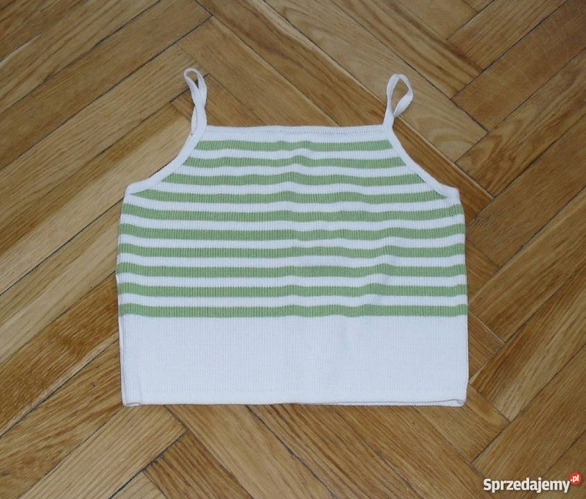 BIAŁY TOP W PASY W KOLORZE LIMONKI R 3638 Łódź