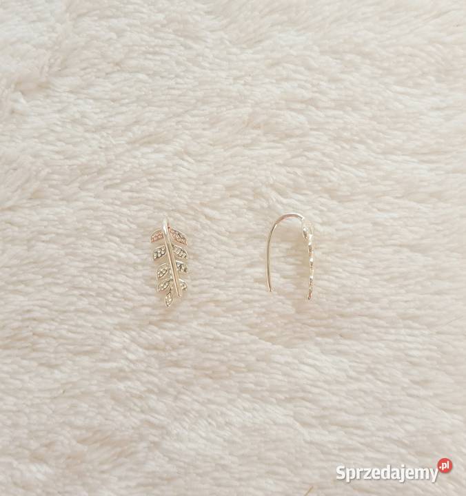 Nowe drobne kolczyki srebrne próba 925 liście Szczecin