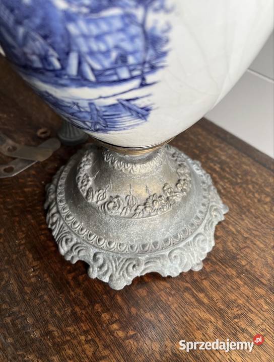 Antyk lampa holenderska naftowa stara porcelana Płock