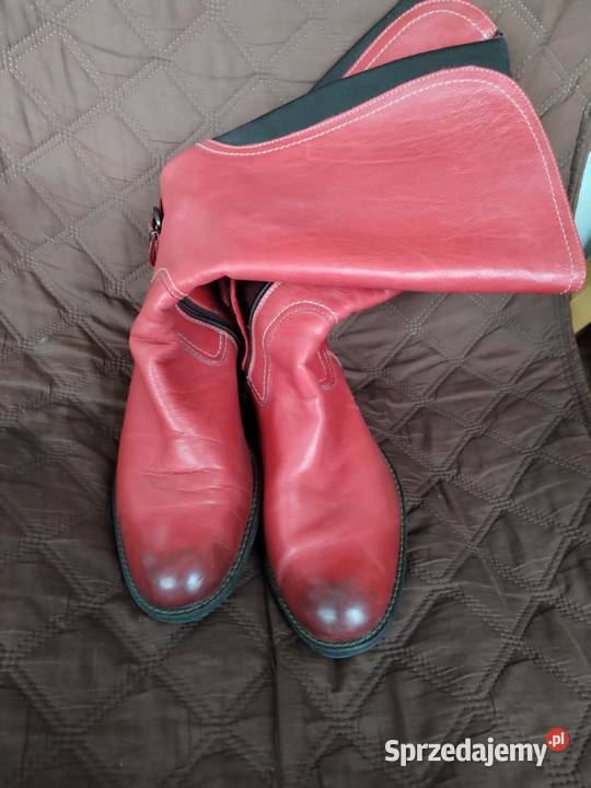 Czerwone kozaczki skórzane 40 inna Wrocław