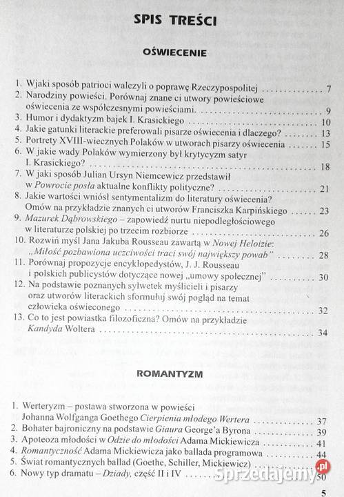 Wypracowania 2 Oświecenie Romantyzm Liceum Chełm sprzedam