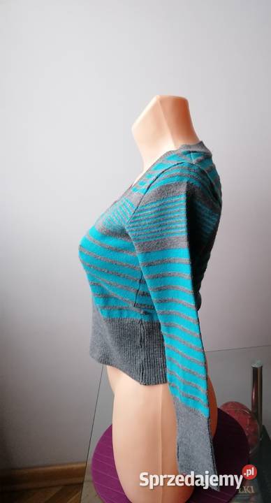 DAMSKI KRÓTKI SWETER W PASY MODENA RUNIWERSALNY Łódź