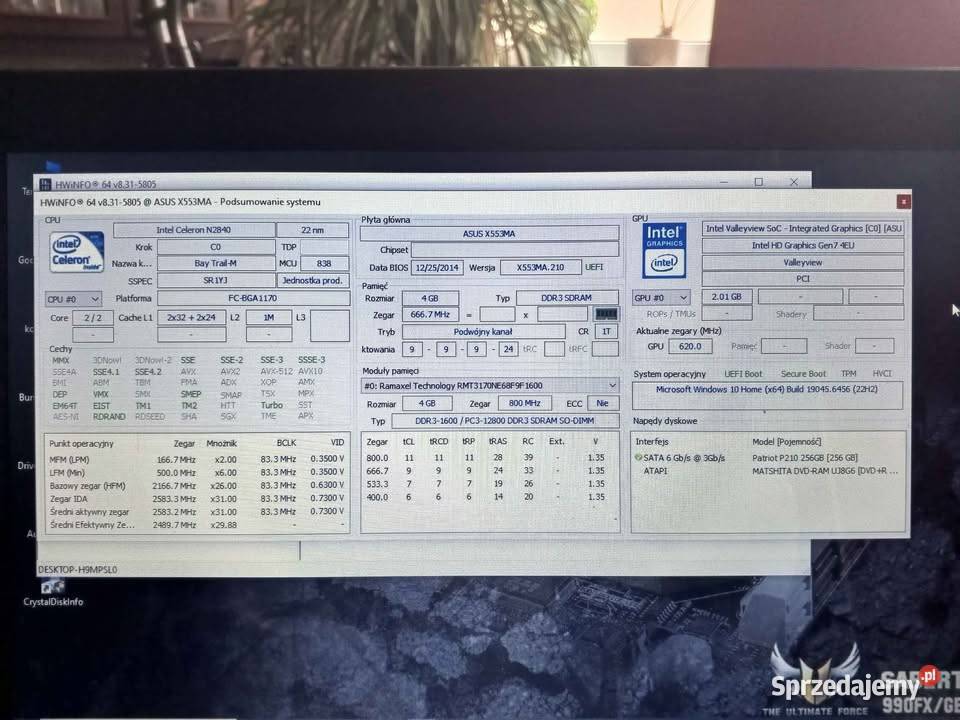 Laptop Asus z SSD i DVD Asus Laptopy i netbooki Inowrocław sprzedam