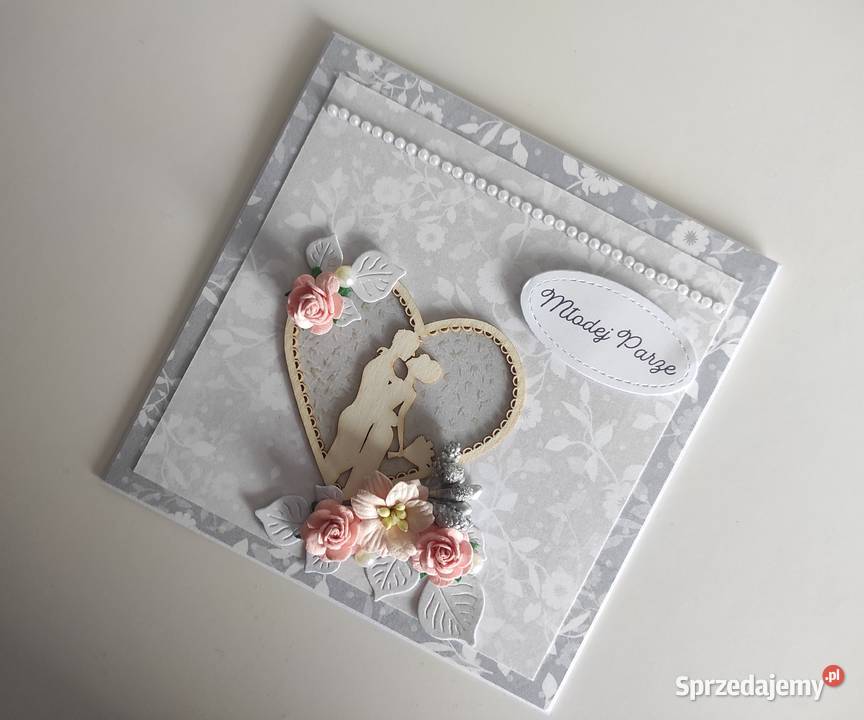 Kartka ręcznie robiona na Ślub z pudełkiem 4