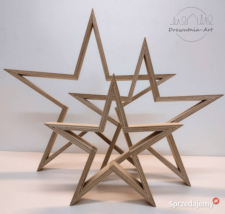 Gwiazda drewniana baza do ozdabiania kpl 3 41