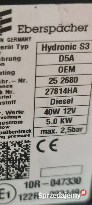 Ogrzewanie Eberspacher Hydronic S3 D5A 12V Raszewy