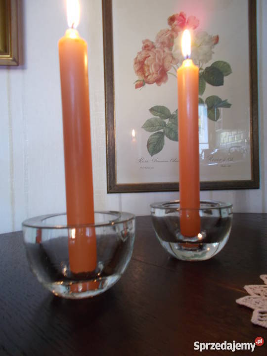 KompleT świeczników Vintage PRL grube szkło