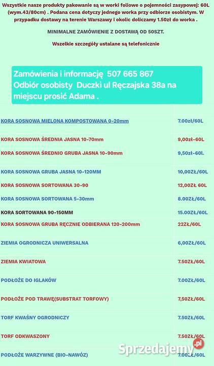 Kora Sosnowa Ziemia Torf Podłoża Kora mazowieckie Duczki