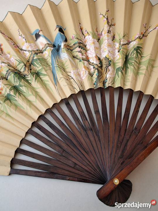 Wachlarz chiński na tkaninie malowany ręcznie Szczecin