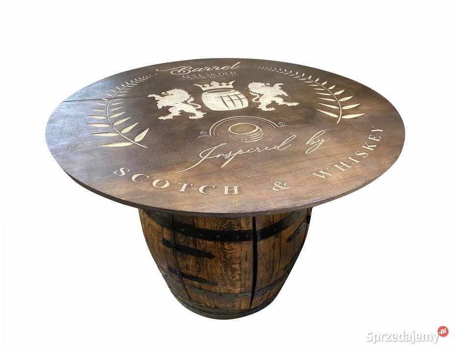 STÓŁ Z BARKIEM DĘBOWY GRAWEROWANY LAKIEROWANY pomorskie sprzedam