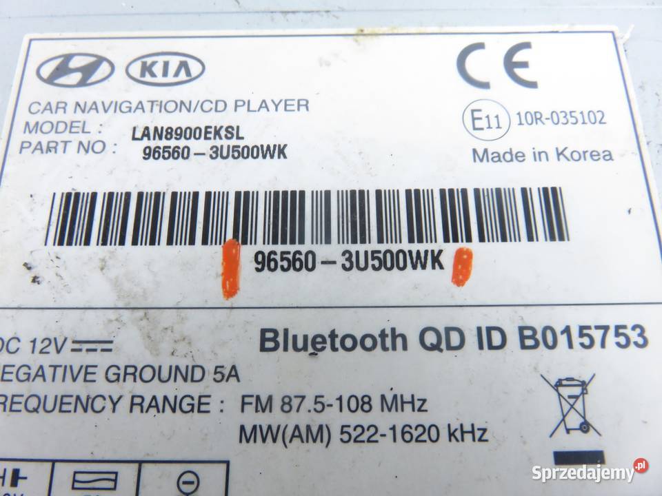 RADIO KIA SPORTAGE III SL 965603U500WK sprzedam