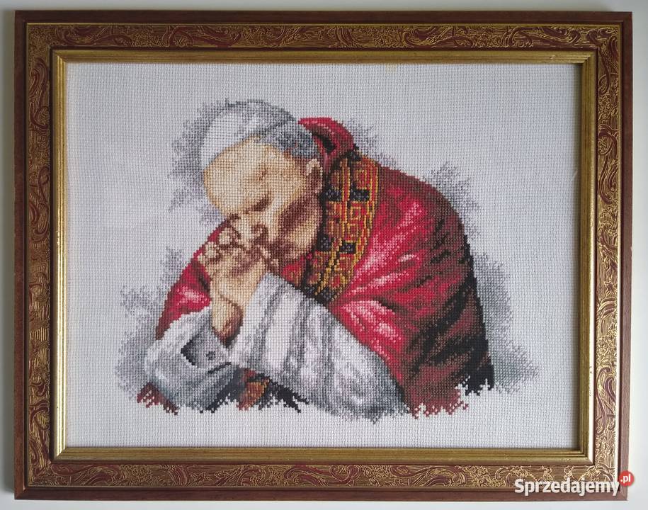 Obraz Jan Paweł II Haft Krzyżykowy Handmade