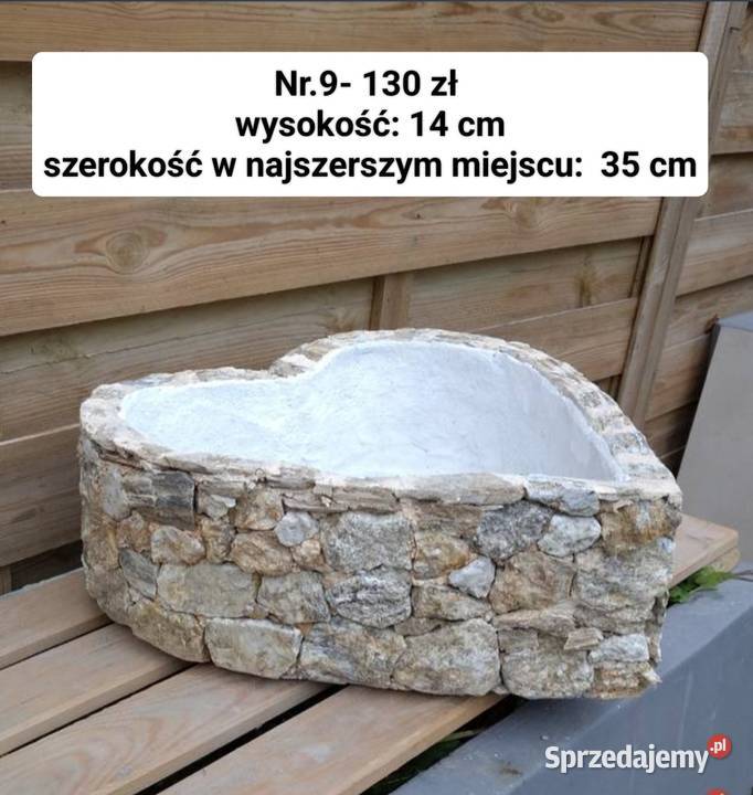 9 Doniczka z kamienia naturalnego małe serce beż Długołęka-Świerkla
