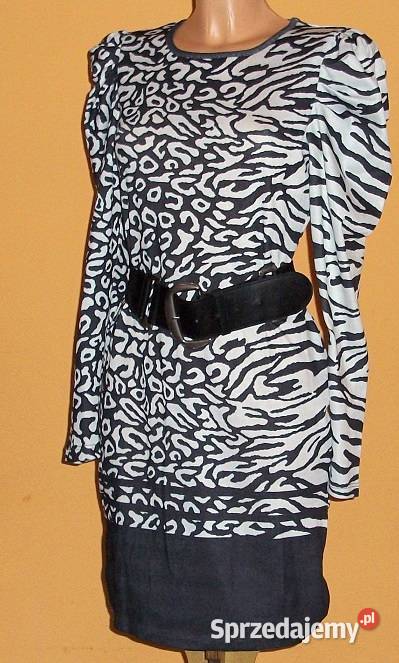 Sukienka ołówkowa z dzianiny biało czarna z Spódnice i sukienki Wieleń sprzedam