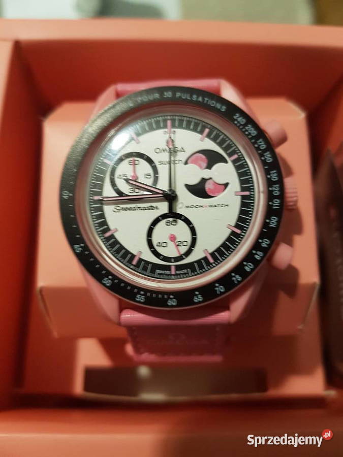 Zegarek nareczny Omega mission to the moon PINK Milicz