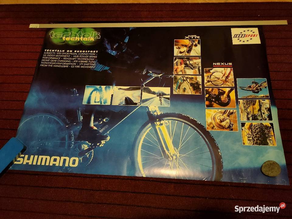 Plakat vintage Shimano XTR Eurosport Kolarstwo Kościan