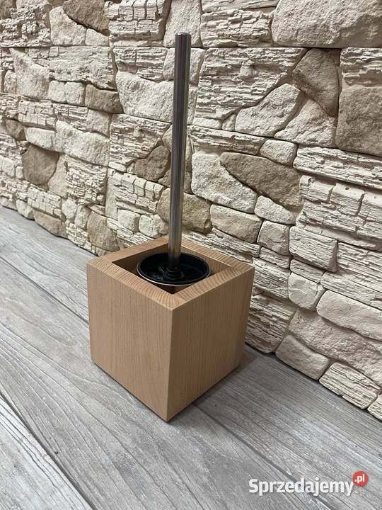 Szczotka do WC toaletowa drewniana buk pojemnik wielokolorowy Dębica