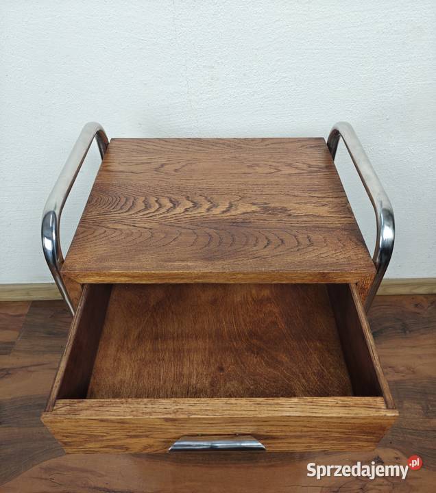 Szafka nocna lity dąb chrom brąz Bauhaus Art mazowieckie Warszawa