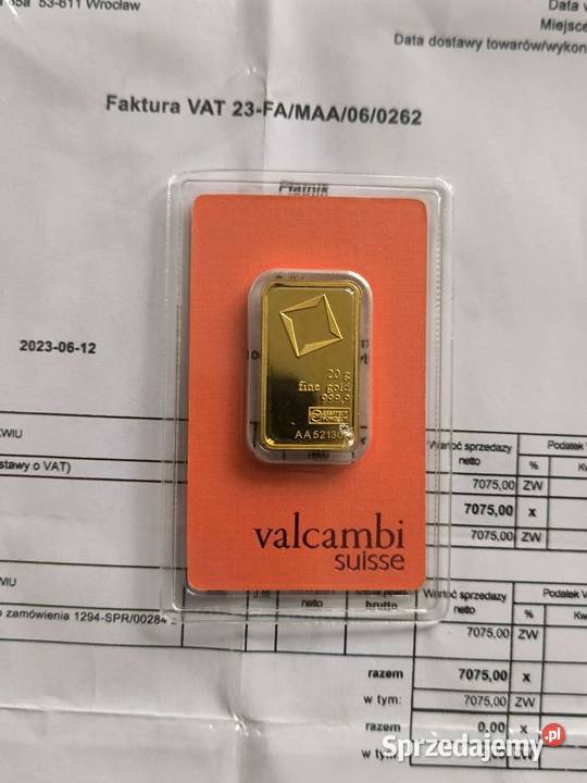 Sztabka złota 20 gramów Legnica