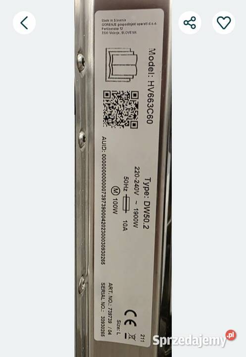 Zmywarka do zabudowy 60 Hisense HV663C60 mazowieckie Szydłowiec