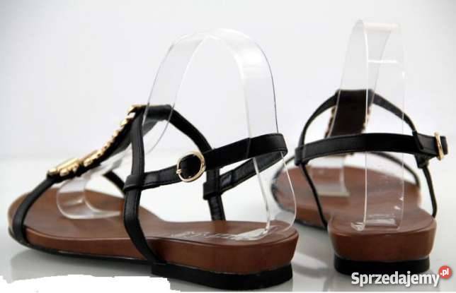 Czarne eleganckie sandły 37 Rozmiar 37