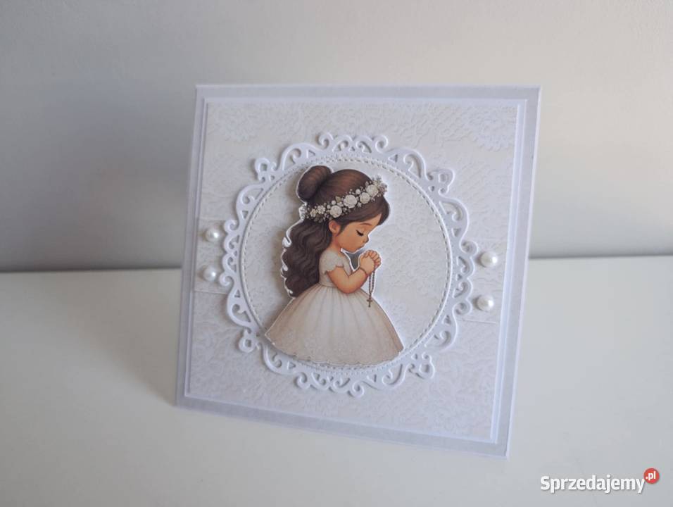 Kartka ręcznie robiona Komunia Święta handmade Łódź