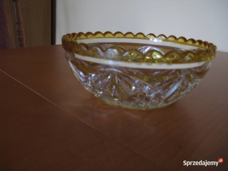 Kryształowa barwiona misa okres PRL małopolskie Kraków