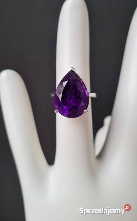 Pierścionek srebro 925 rodowane ametyst mazowieckie Otwock