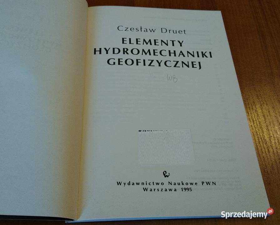 Elementy hydromechaniki geofizycznej Czesław sprzedam