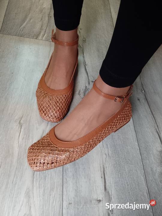 49 Brązowe siateczkowe baleriny wieczorowe z małopolskie Kraków