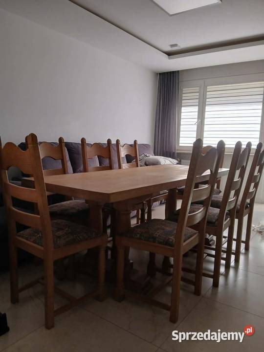 Stół Dębowy 8 dębowych krzeseł Chełm