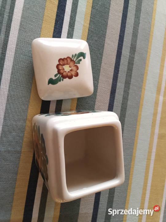 Prl pojemnik fajans Włocławek hand painted łódzkie