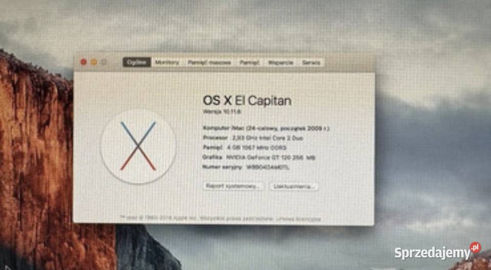 Komputer iMac 24 początek 2009 Procesor 293 GHz