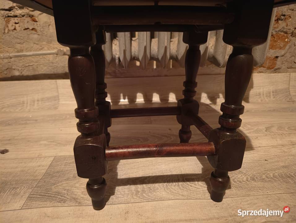 Taboret pufa krzesło z obiciem skórzanym PRL Będzin