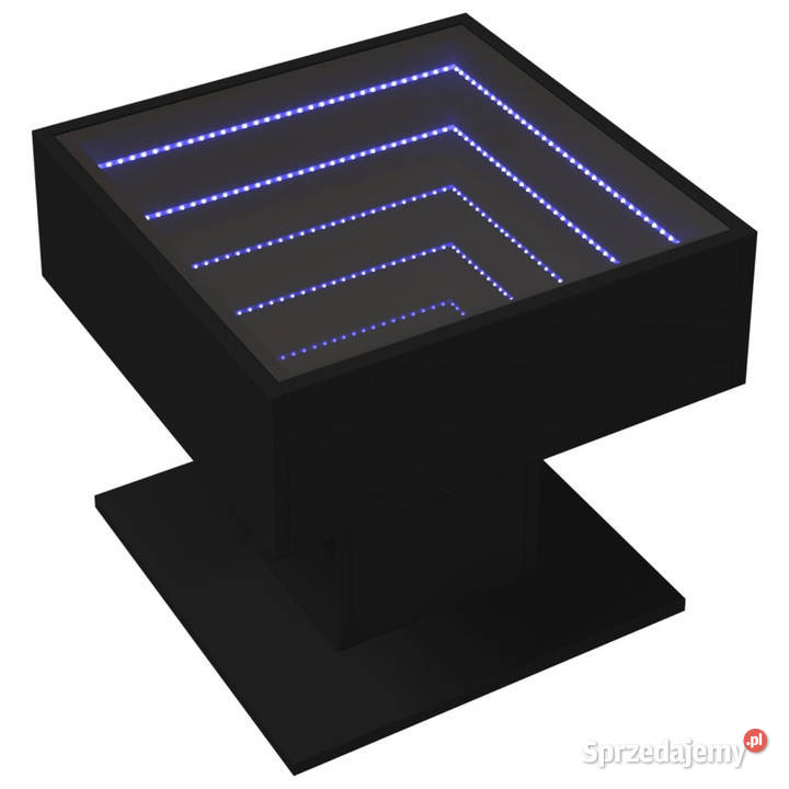 Stolik kawowy z LED czarny 50x50x45 materiał Warszawa
