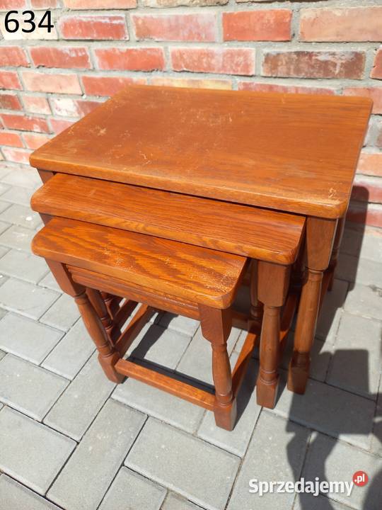 Stolik kawowy dębowy kwietnik Komplet stolików 3 Gawroniec