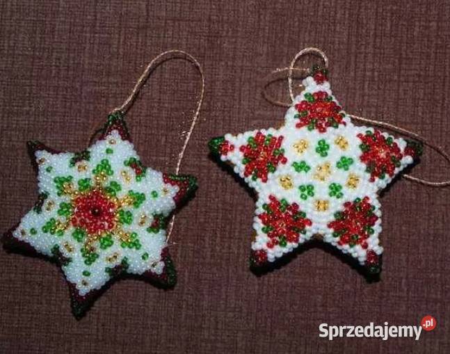 Gwiazdki 3d koralikowe ręcznie robione Boże Narodzenie Żory