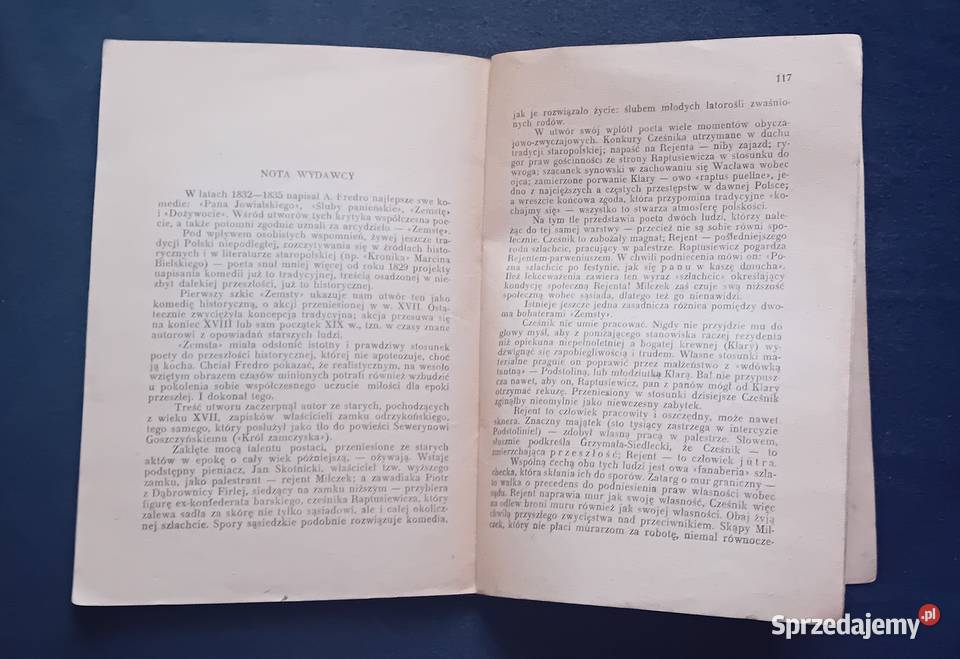 Aleksander Fredro Zemsta Wyd MKot Kraków 1949 r Koźminek
