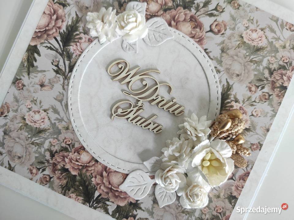 Kartka ręcznie robiona na Ślub w pudełku Rękodzieło Łódź