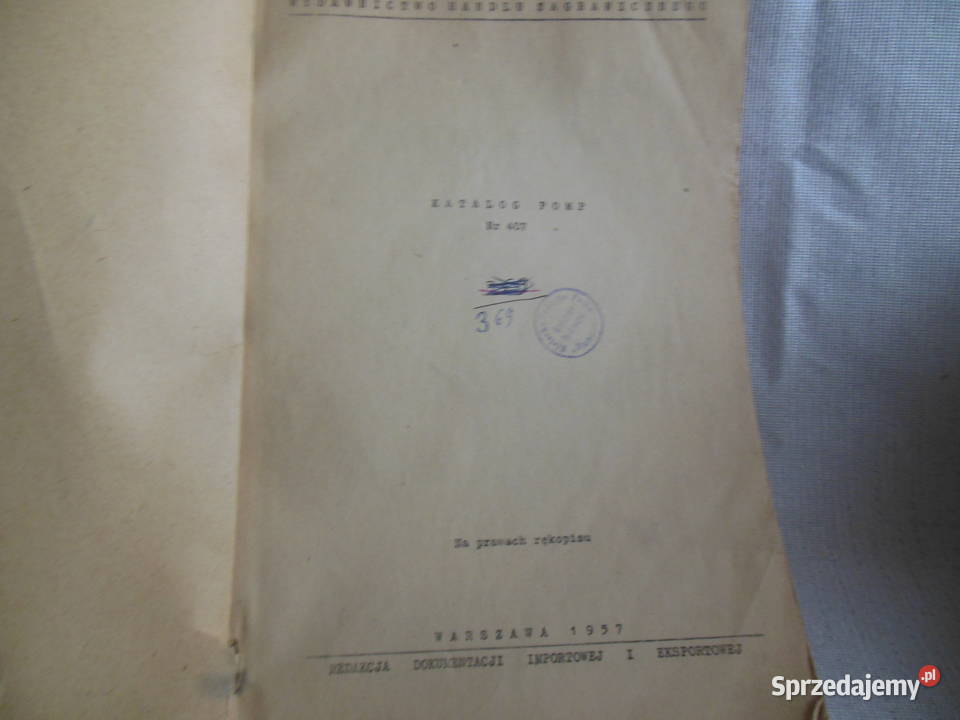 Katalog pomp 407 1957 Kielce